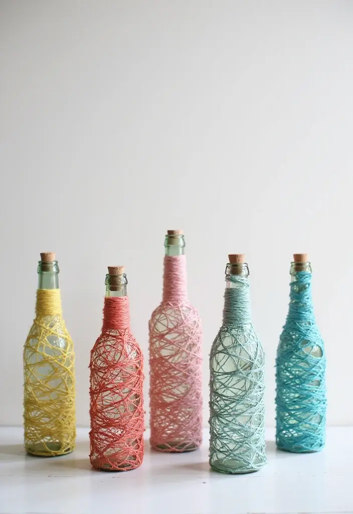 25 Glass Bottle Room Decor Ideas for a Soft Aesthetic Vibe 54 25 Glass Bottle Room Decor Ideas for a Soft Aesthetic Vibe - 12. String Art in Bottles