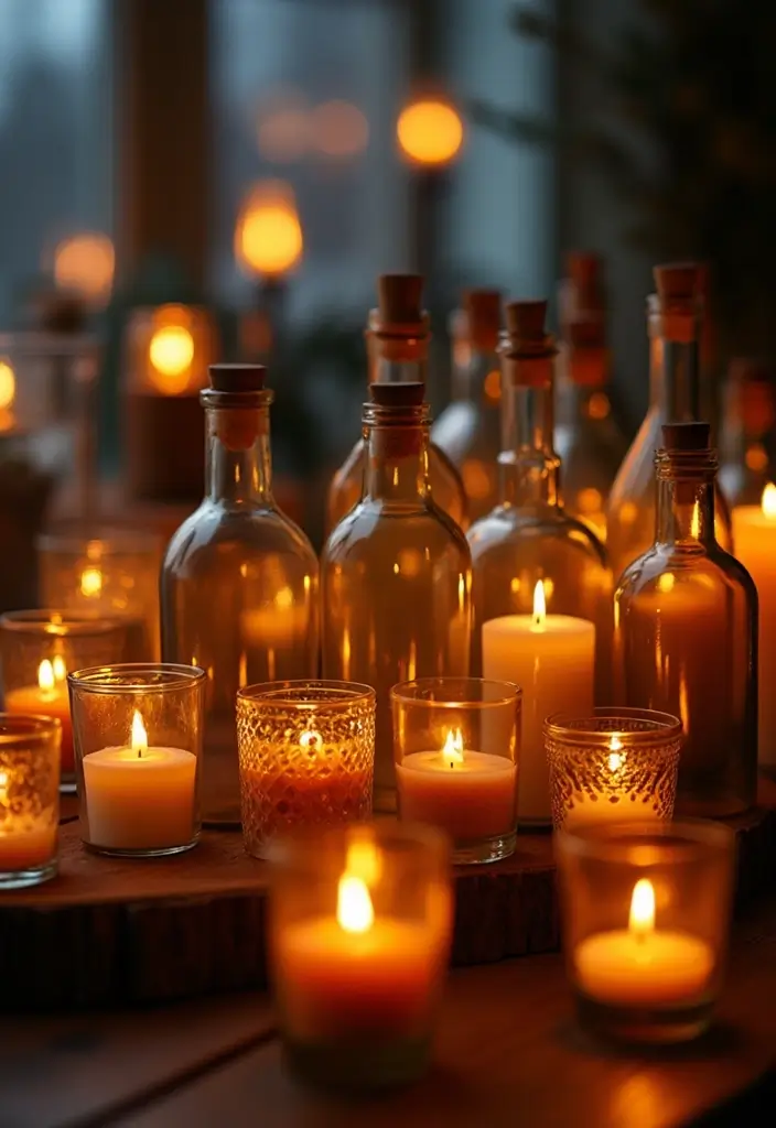 25 Glass Bottle Room Decor Ideas for a Soft Aesthetic Vibe 15 25 Glass Bottle Room Decor Ideas for a Soft Aesthetic Vibe - 3. Glass Bottle Candle Holders