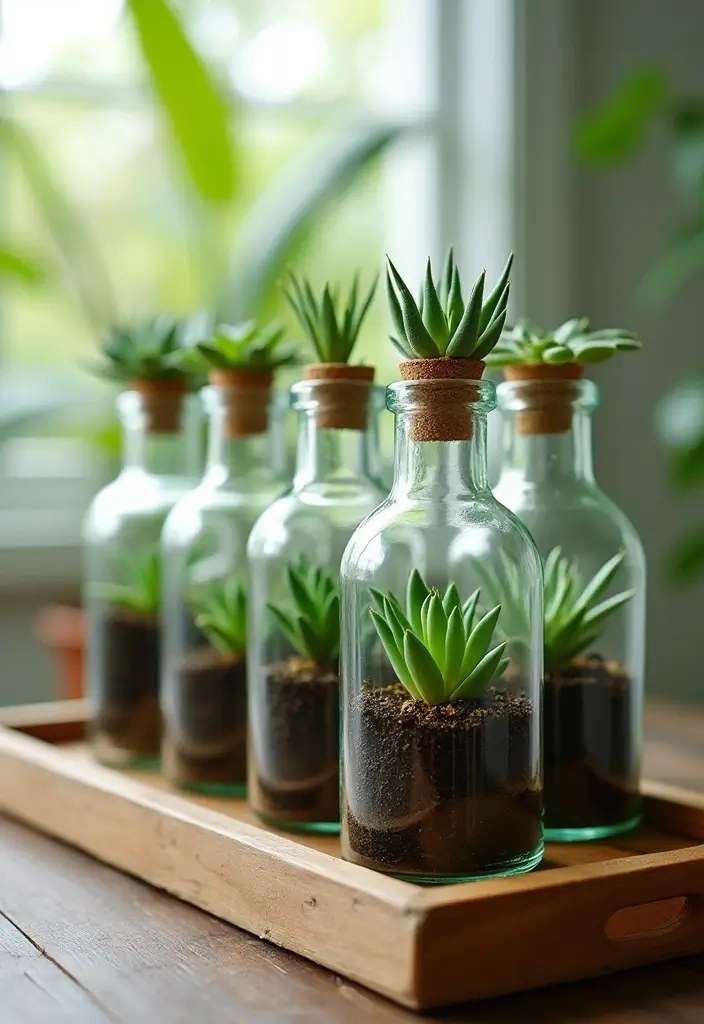25 Glass Bottle Room Decor Ideas for a Soft Aesthetic Vibe 22 25 Glass Bottle Room Decor Ideas for a Soft Aesthetic Vibe - 4. Bottled Succulent Gardens