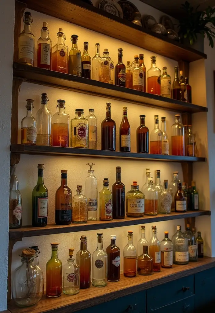 25 Glass Bottle Room Decor Ideas for a Soft Aesthetic Vibe 29 25 Glass Bottle Room Decor Ideas for a Soft Aesthetic Vibe - 5. Vintage Bottle Wall Art