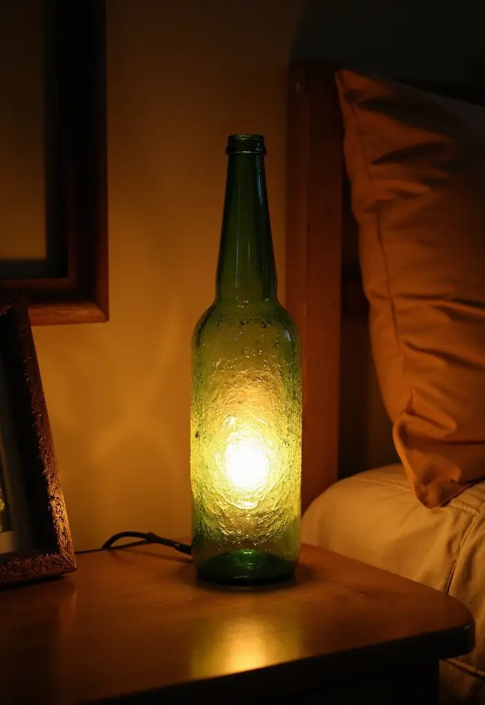 25 Glass Bottle Room Decor Ideas for a Soft Aesthetic Vibe 39 25 Glass Bottle Room Decor Ideas for a Soft Aesthetic Vibe - 7. Upcycled Bottle Lamp