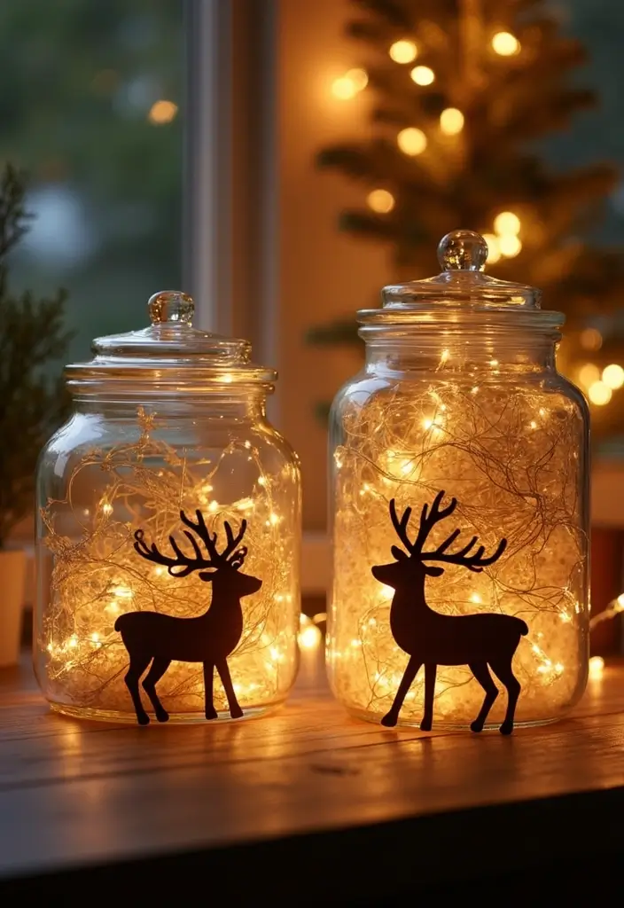 25 Glass Canister Christmas Decor Ideas for Holiday Cheer 50 25 Glass Canister Christmas Decor Ideas for Holiday Cheer - 14. Whimsical Reindeer Displays
