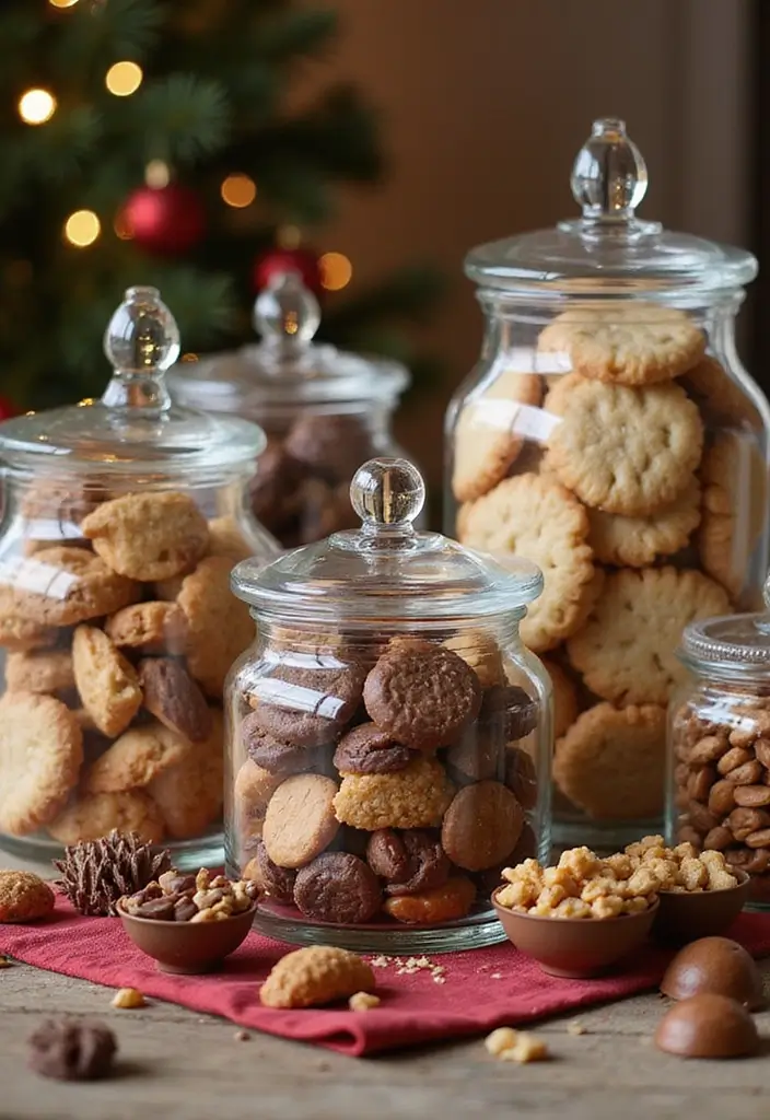 25 Glass Canister Christmas Decor Ideas for Holiday Cheer 57 25 Glass Canister Christmas Decor Ideas for Holiday Cheer - 15. Sweet Treats and Snacks