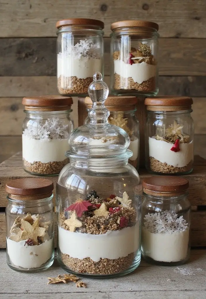 25 Glass Canister Christmas Decor Ideas for Holiday Cheer 61 25 Glass Canister Christmas Decor Ideas for Holiday Cheer - 17. Themed Seasonal Layers