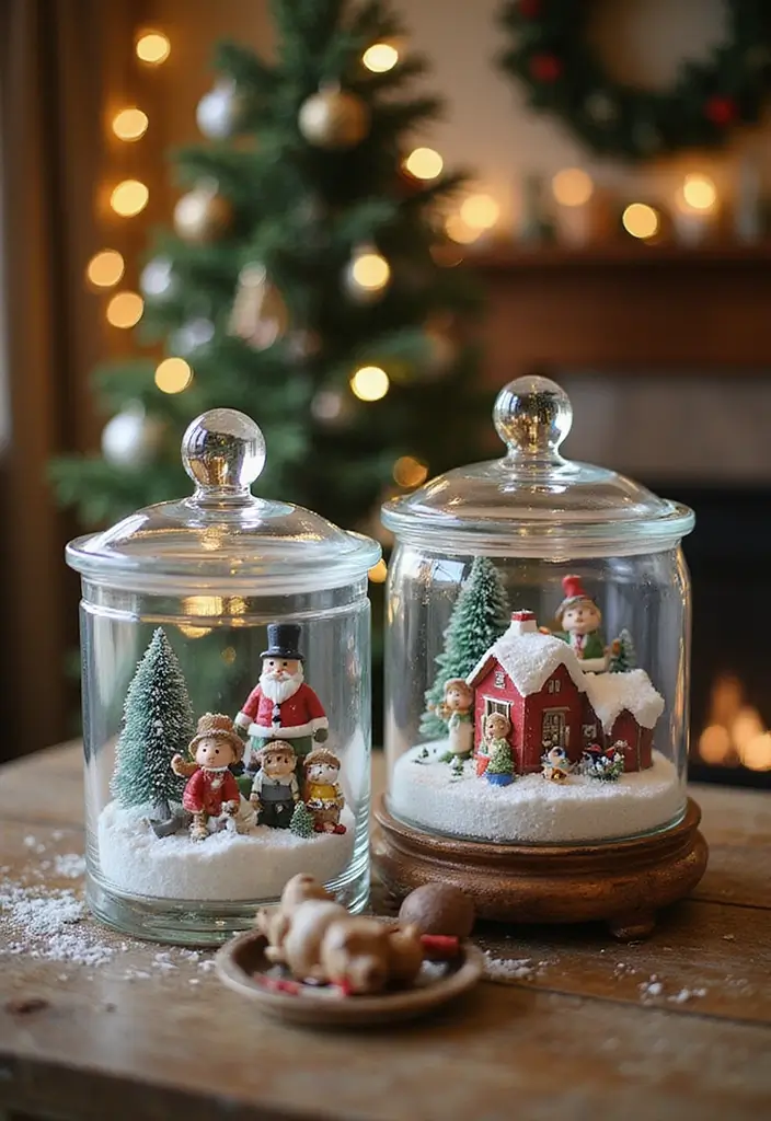 25 Glass Canister Christmas Decor Ideas for Holiday Cheer 22 25 Glass Canister Christmas Decor Ideas for Holiday Cheer - 6. Snow Globe Inspiration
