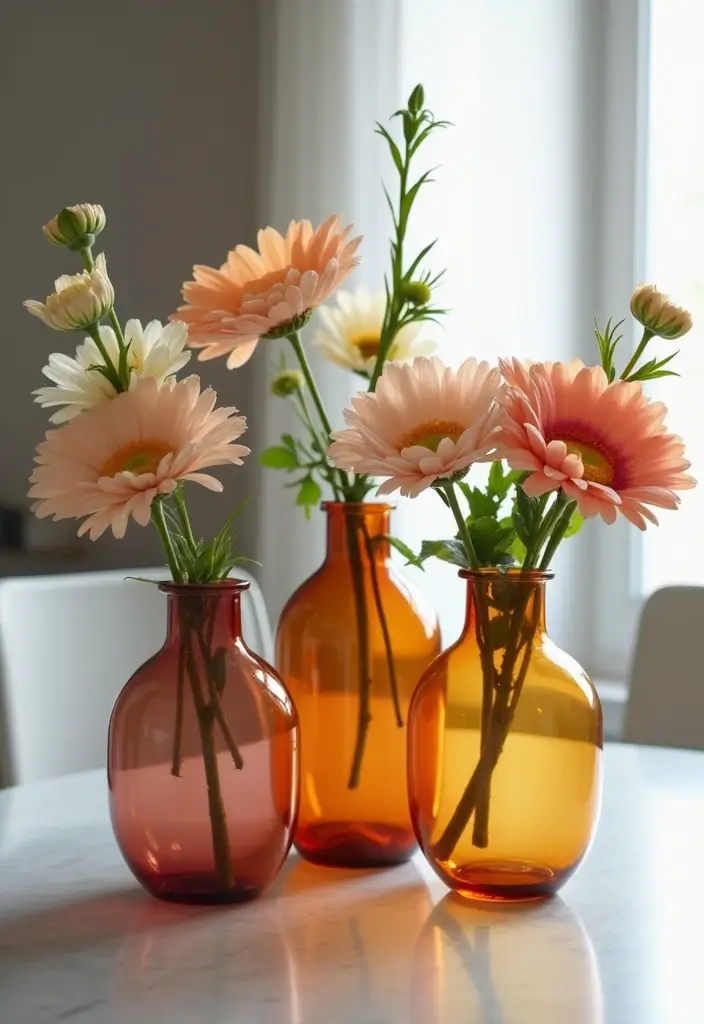 25 Glass Vase Centerpiece Ideas That Brighten Up Any Table - 10. Ombre Glass Vases for a Subtle Gradient Effect
