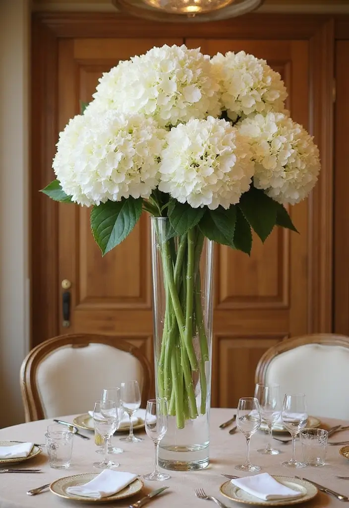 25 Glass Vase Centerpiece Ideas That Brighten Up Any Table - 13. Tall Glass Vases with Oversized Blooms