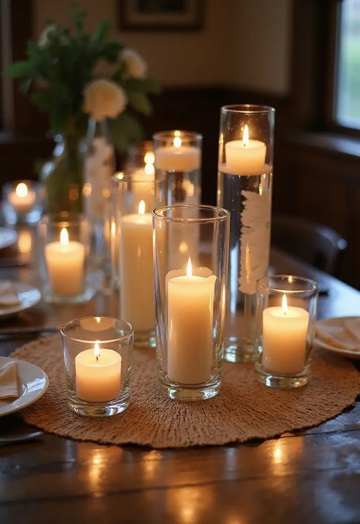 25 Glass Vase Centerpiece Ideas That Brighten Up Any Table - 17. Clear Glass Vases with Floating Candles