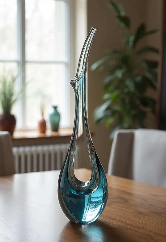 25 Glass Vase Centerpiece Ideas That Brighten Up Any Table - 19. Artistic Glass Sculpture Vases