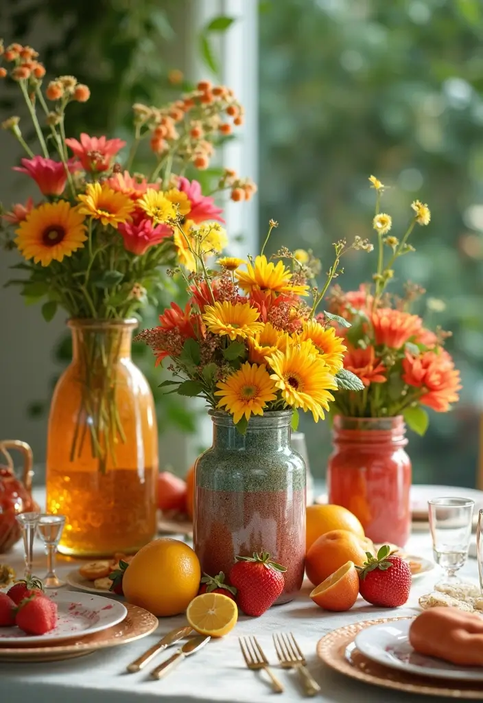 25 Glass Vase Centerpiece Ideas That Brighten Up Any Table - 21. Decorative Glass Vases with Colorful Fruits