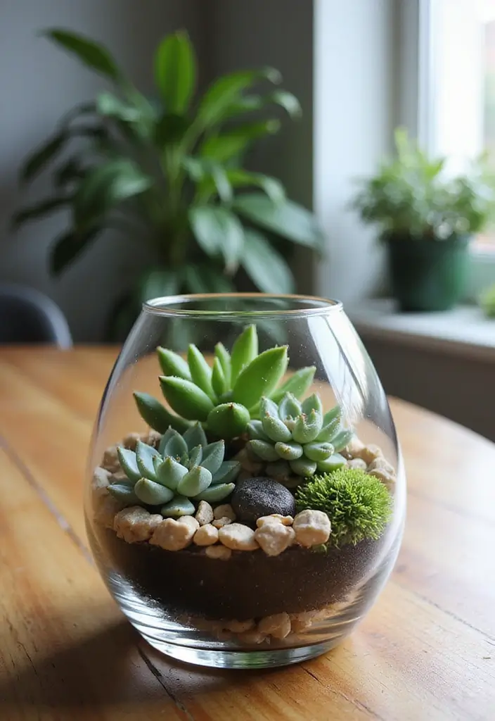 25 Glass Vase Centerpiece Ideas That Brighten Up Any Table - 3. Terrarium Glass Vases with Succulents