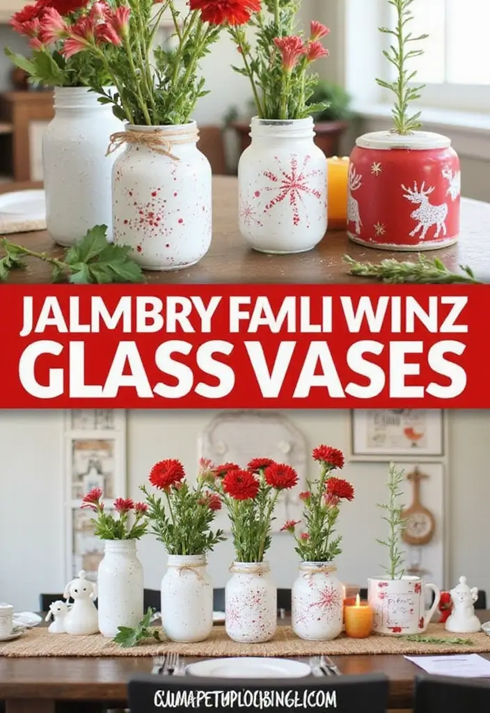 25 Glass Vase Christmas Decor Ideas for Holiday Inspiration 19 25 Glass Vase Christmas Decor Ideas for Holiday Inspiration - 13. DIY Painted Vases