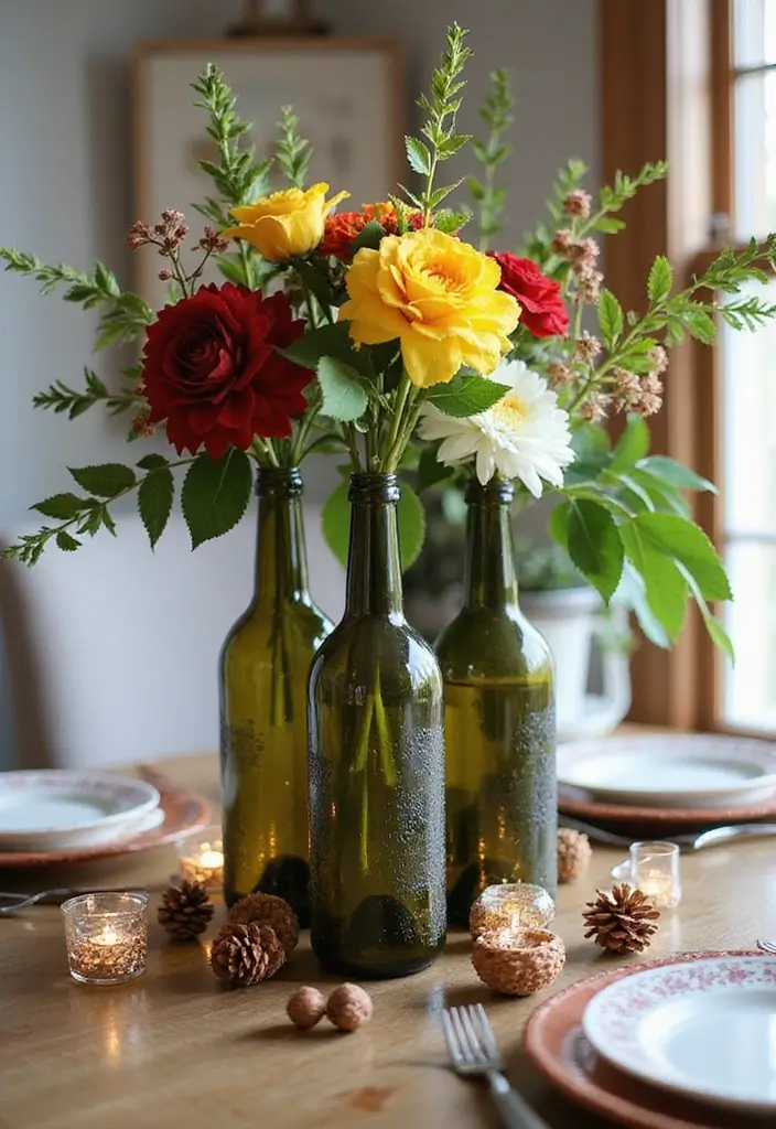 25 Glass Vase Christmas Decor Ideas for Holiday Inspiration 35 25 Glass Vase Christmas Decor Ideas for Holiday Inspiration - 17. Wine Bottle Vases