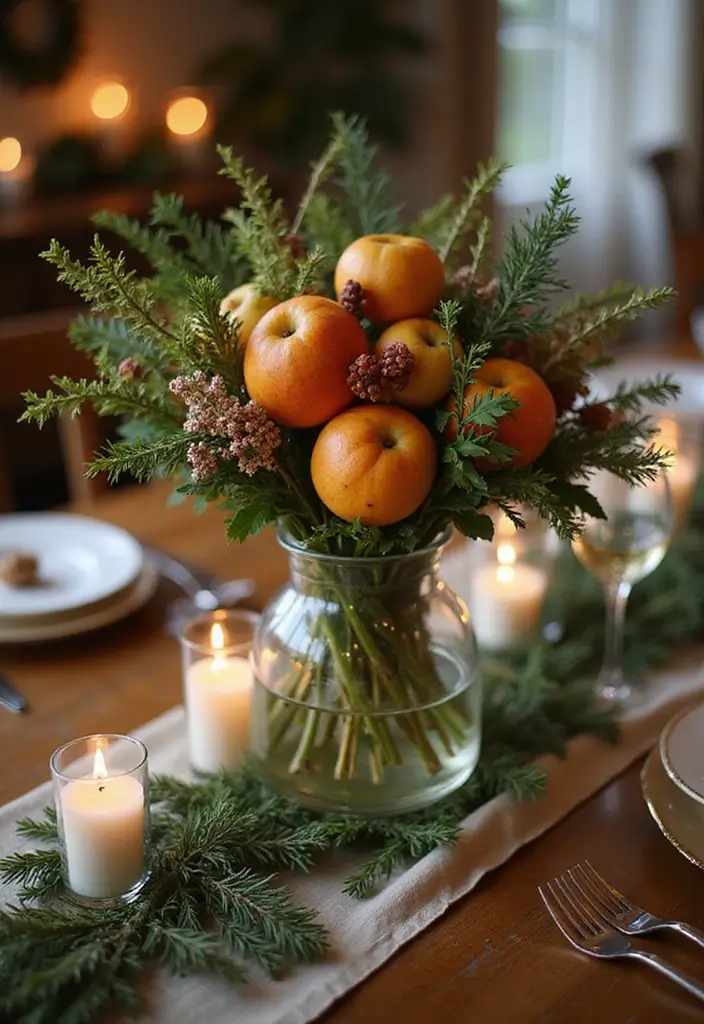 25 Glass Vase Christmas Decor Ideas for Holiday Inspiration 36 25 Glass Vase Christmas Decor Ideas for Holiday Inspiration - 18. Seasonal Fruit and Greenery Display