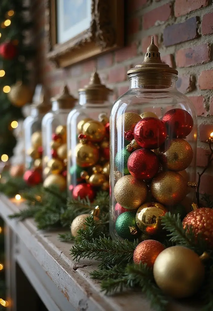 25 Glass Vase Christmas Decor Ideas for Holiday Inspiration 4 25 Glass Vase Christmas Decor Ideas for Holiday Inspiration - 4. Vintage Glass Vases with Ornaments
