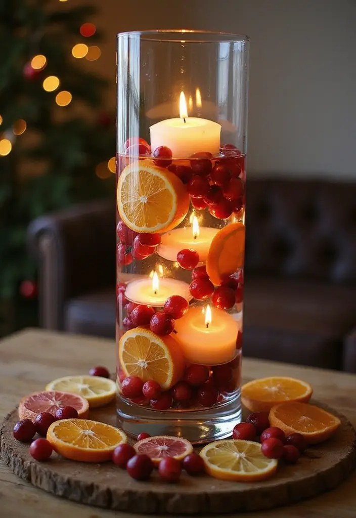 25 Glass Vase Christmas Decor Ideas for Holiday Inspiration 7 25 Glass Vase Christmas Decor Ideas for Holiday Inspiration - 5. Floating Candles in Glass Vases