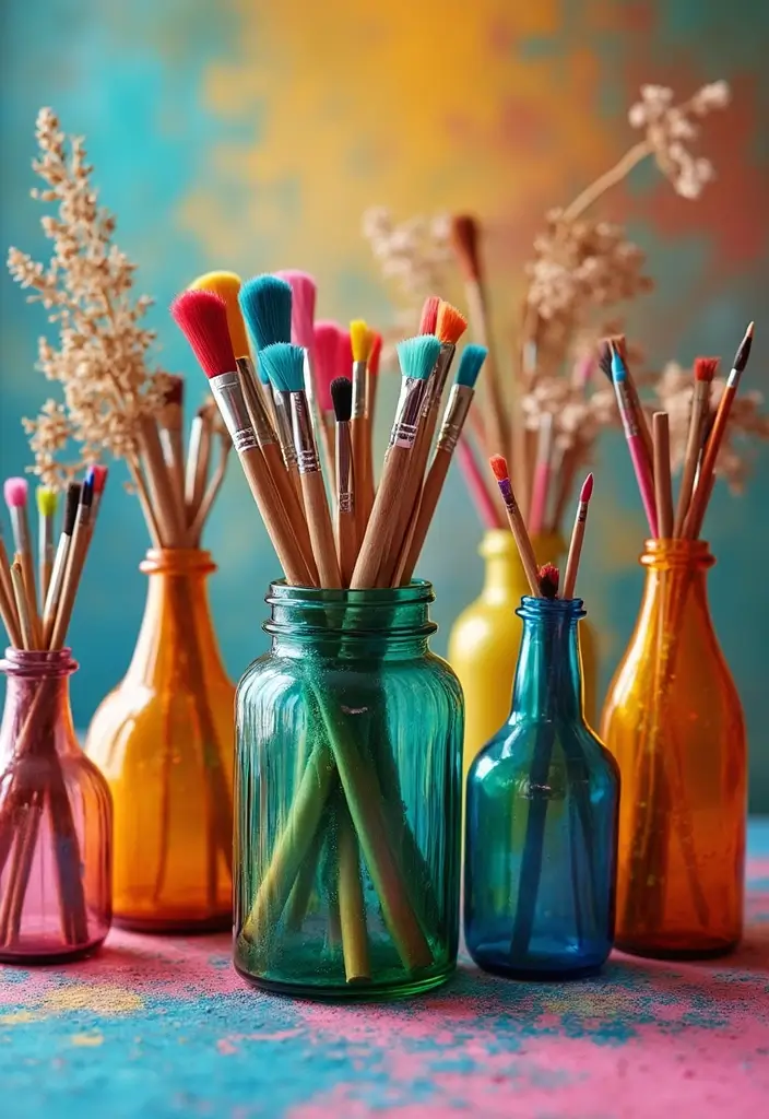 25 Glass Vase Decor Ideas for Creative and Affordable Home Projects 63 25 Glass Vase Decor Ideas for Creative and Affordable Home Projects - 11. Glass Vases as Holders for Art Supplies