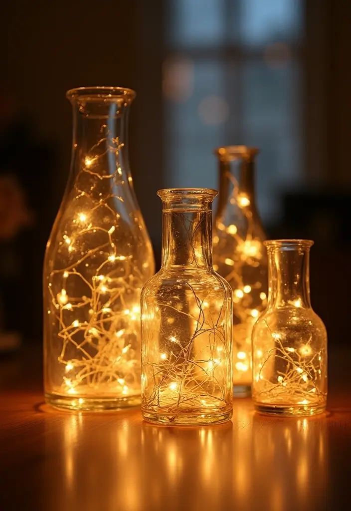 25 Glass Vase Decor Ideas for Creative and Affordable Home Projects 15 25 Glass Vase Decor Ideas for Creative and Affordable Home Projects - 3. Fairy Light Filled Vases