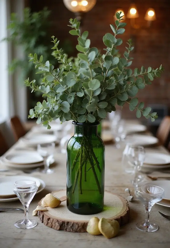 25 Green Glass Vase Decor Ideas That Bring the Outdoors In - 1. Minimalist Greenery Centerpiece