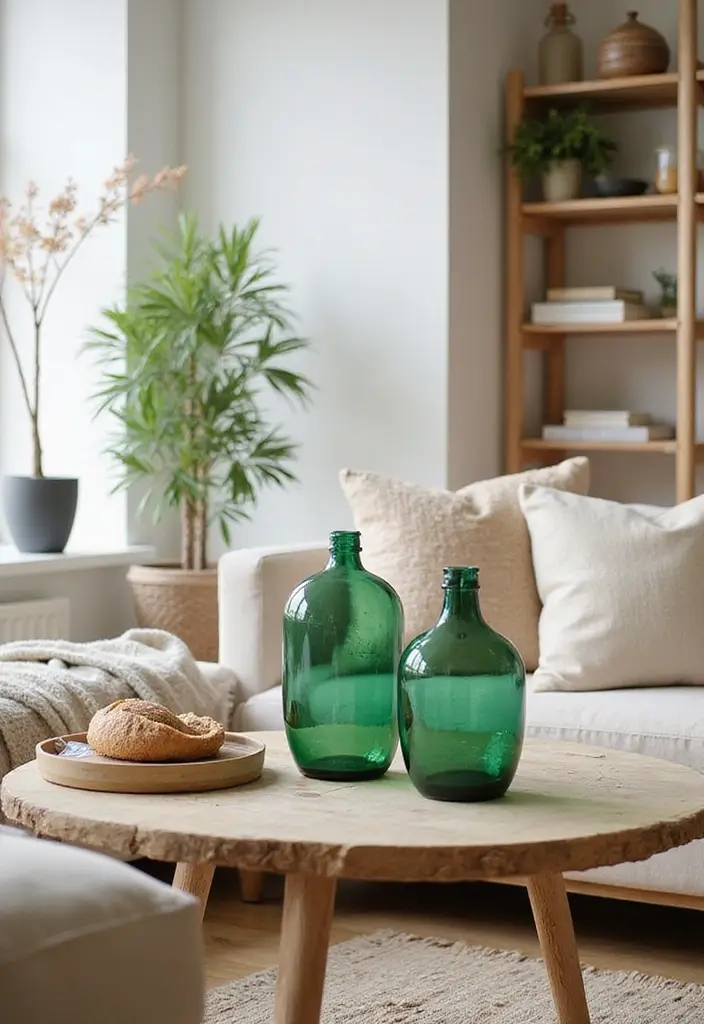 25 Green Glass Vase Decor Ideas That Bring the Outdoors In - 16. Natural Color Palette