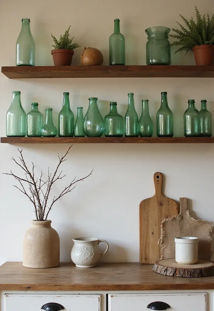 25 Green Glass Vase Decor Ideas That Bring the Outdoors In - 4. Rustic Farmhouse Vibes