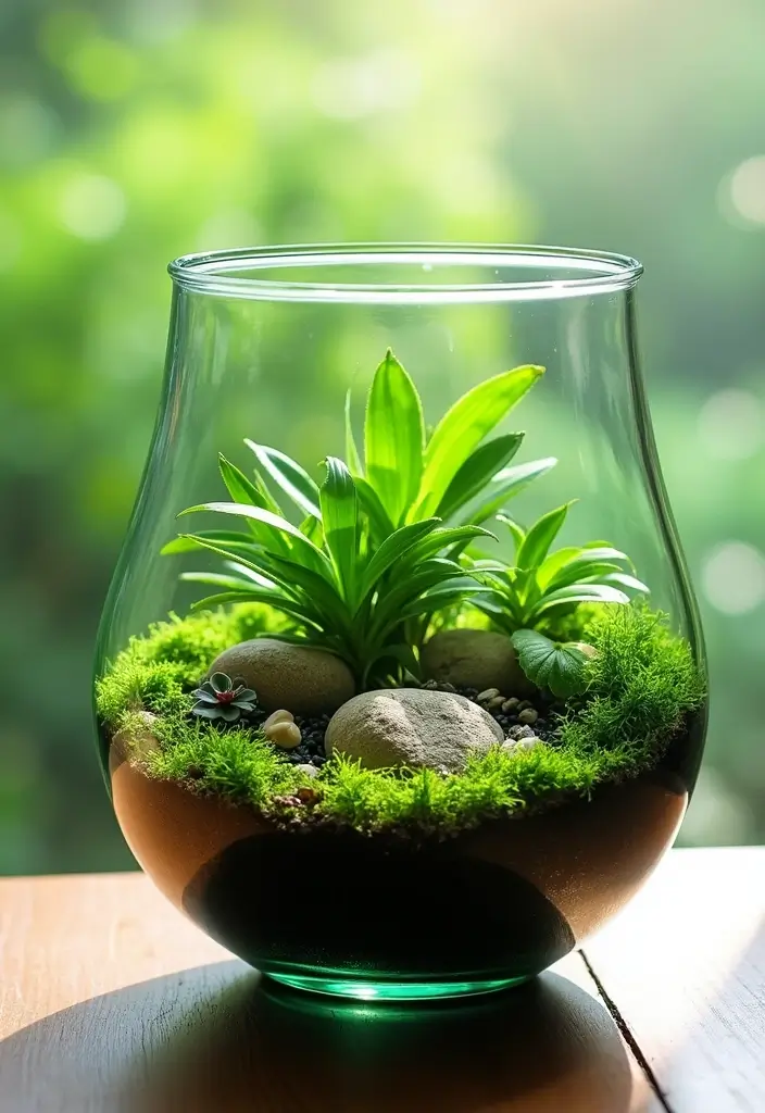 25 Green Glass Vase Decor Ideas That Bring the Outdoors In - 6. Eco-Friendly Terrarium