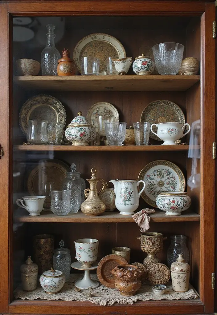 25 Kitchen Glass Cabinet Decor Ideas for Beautiful Displays - 14. Cultural Inspirations