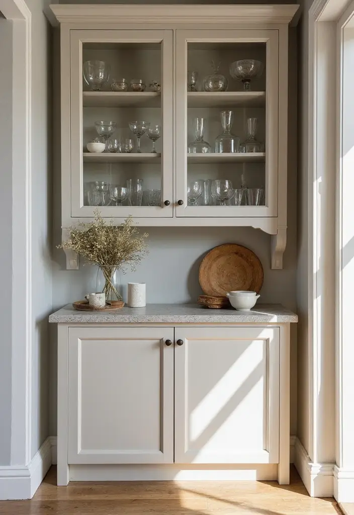 25 Kitchen Glass Cabinet Decor Ideas for Beautiful Displays - 22. Natural Elements