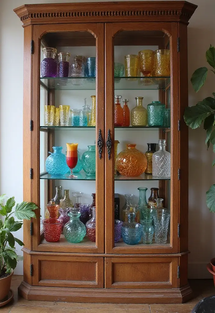 25 Kitchen Glass Cabinet Decor Ideas for Beautiful Displays - 23. Fun Drinkware Displays