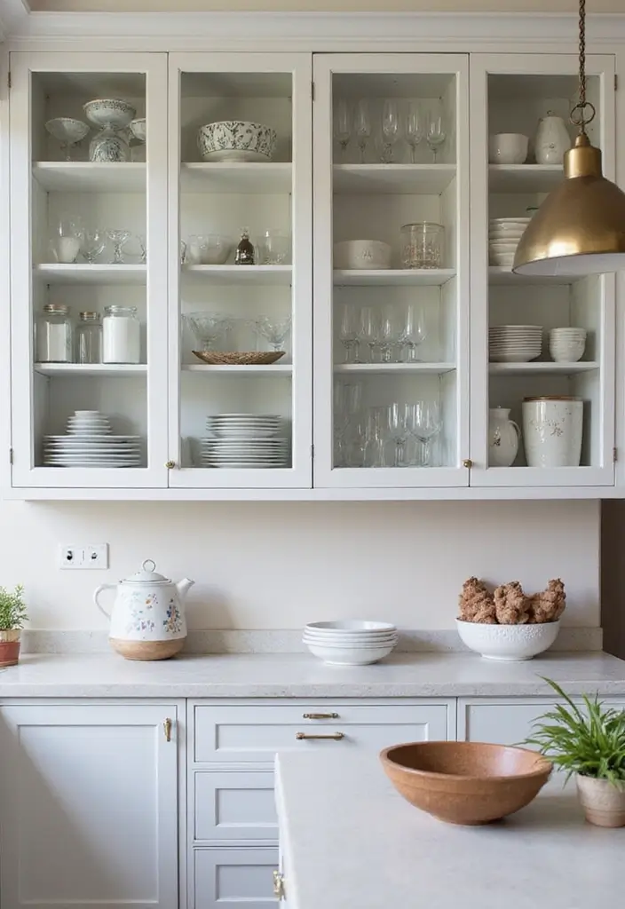 25 Kitchen Glass Cabinet Decor Ideas for Beautiful Displays - 6. Open Shelving with Glass Accents
