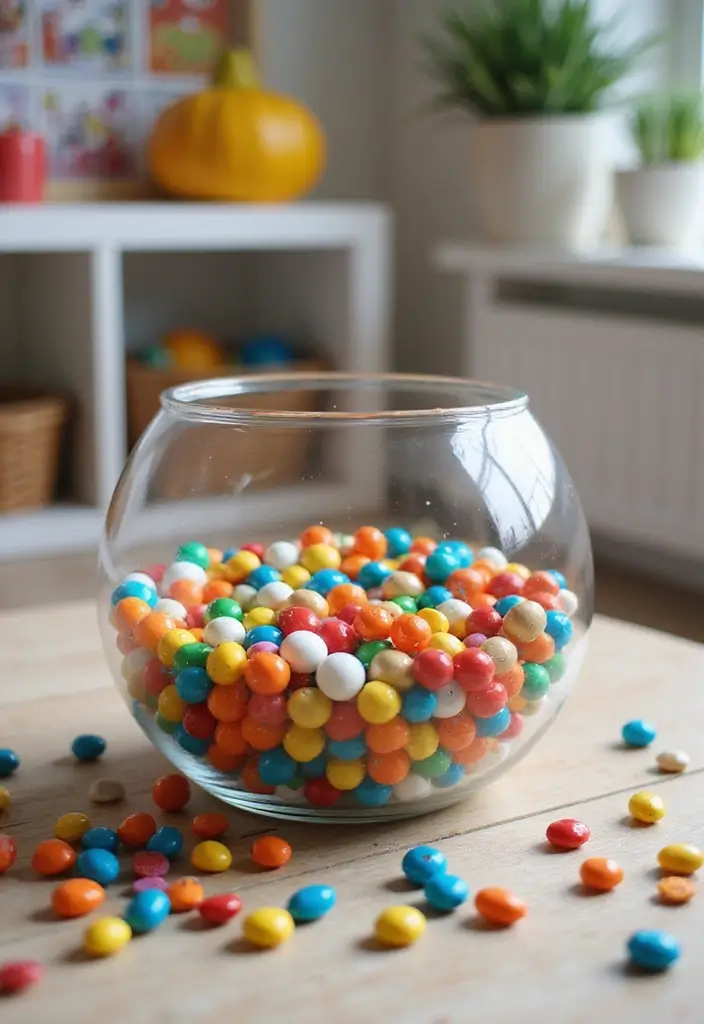 25 Large Glass Bowl Decor Ideas for Tabletop Elegance - 13. Colorful Bead Display