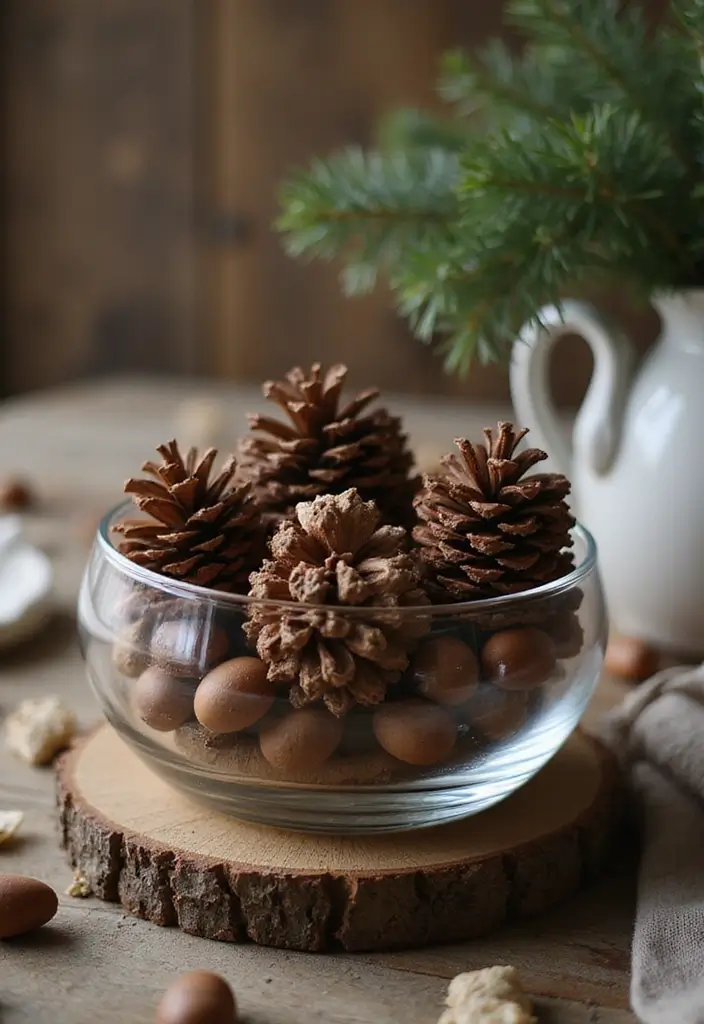 25 Large Glass Bowl Decor Ideas for Tabletop Elegance - 18. Rustic Wooden Elements