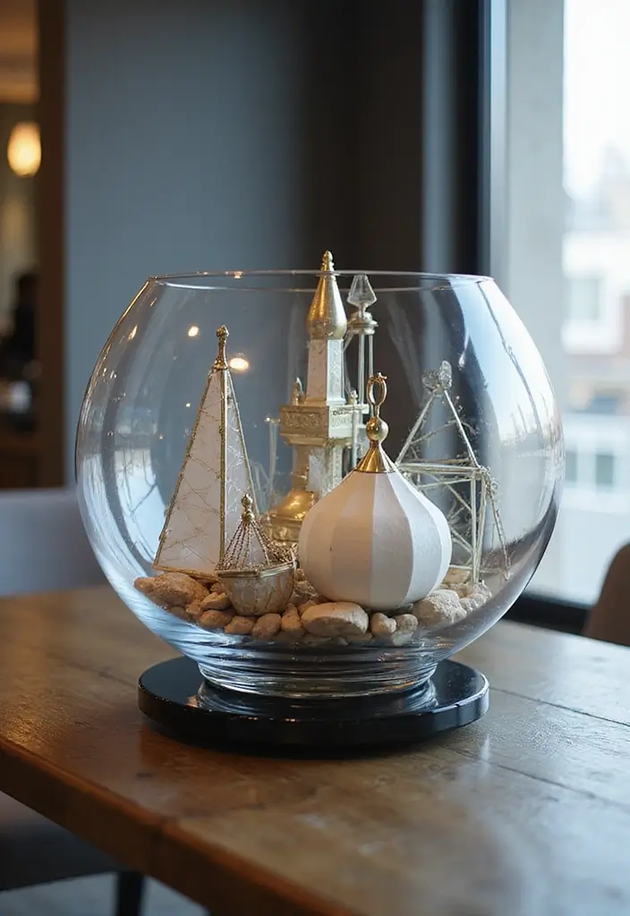 25 Large Glass Bowl Decor Ideas for Tabletop Elegance - 19. Modern Geometric Displays