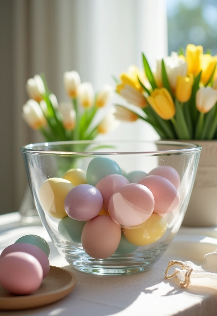 25 Large Glass Bowl Decor Ideas for Tabletop Elegance - 24. Elegant Easter Display