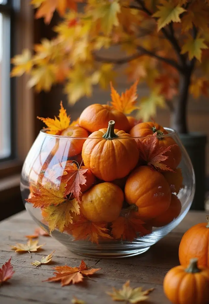 25 Large Glass Bowl Decor Ideas for Tabletop Elegance - 4. Seasonal Decor Themes