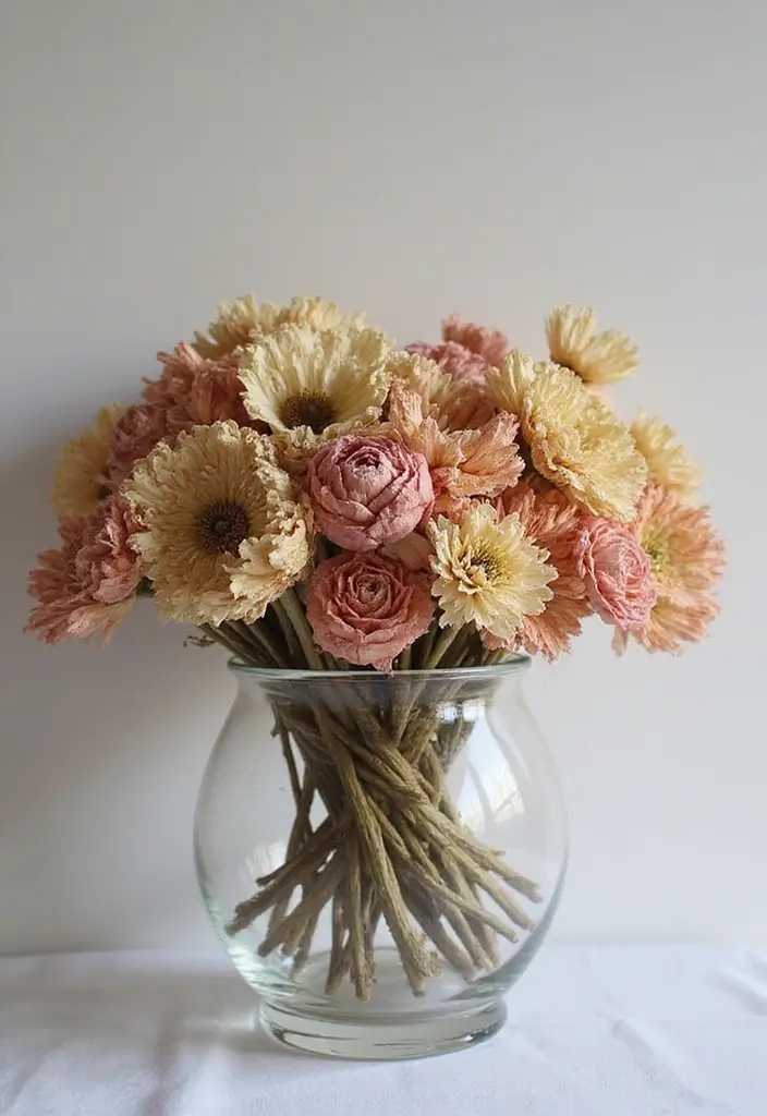 25 Large Glass Bowl Decor Ideas for Tabletop Elegance - 6. Chic Centerpiece with Dried Flowers