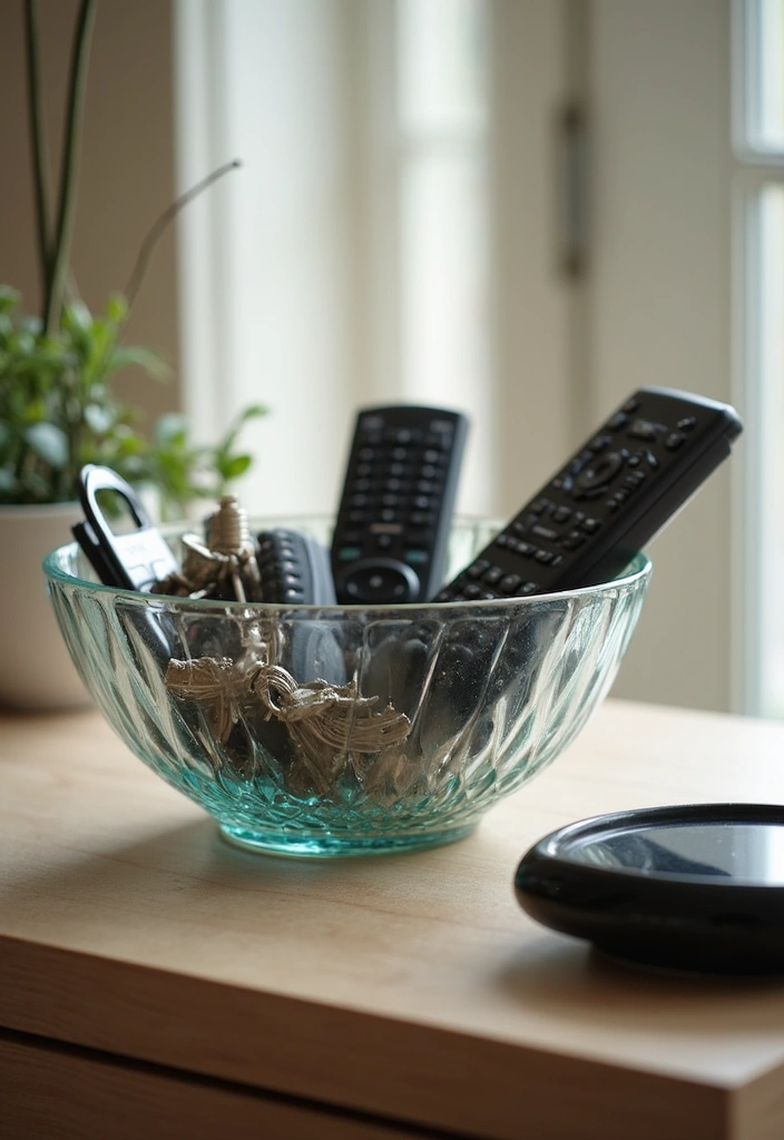 25 Large Glass Bowl Decor Ideas for Tabletop Elegance - 8. Stylish Organizers