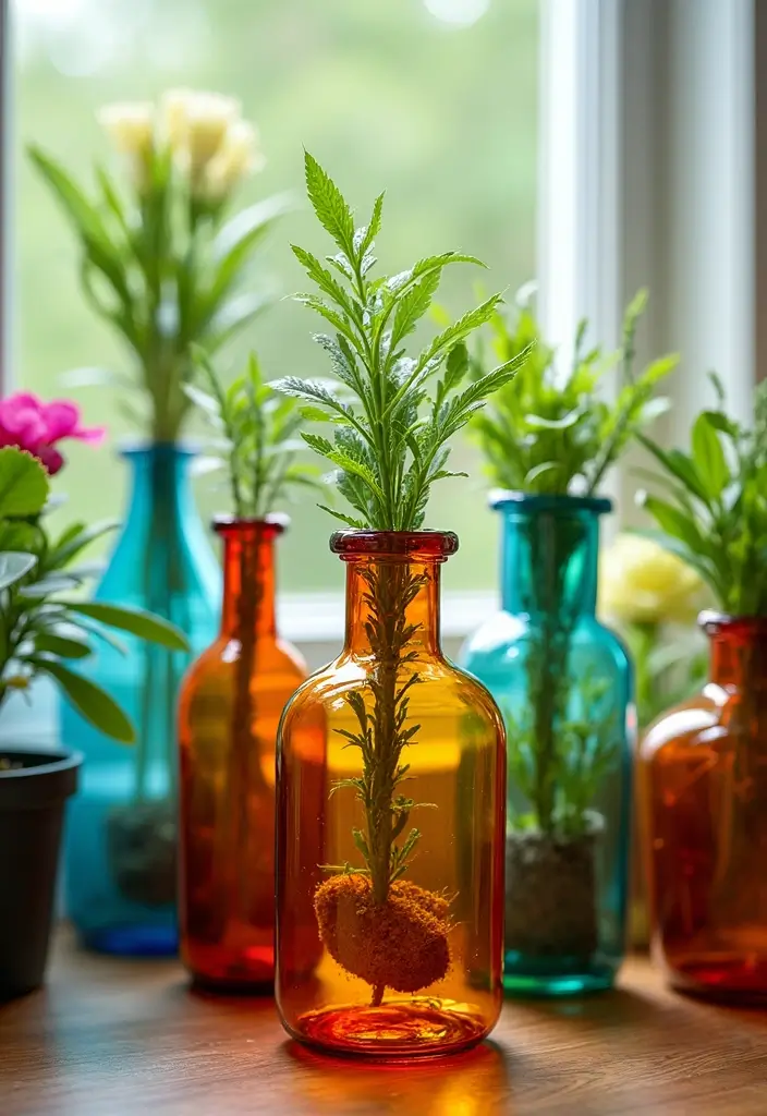 25 Recycled Glass Vase Decor Ideas for Sustainable Homes 44 25 Recycled Glass Vase Decor Ideas for Sustainable Homes - 12. Planter Parade