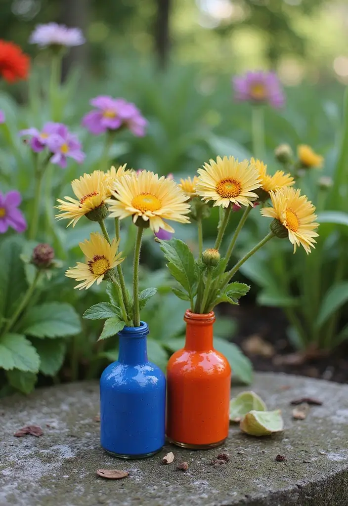 25 Recycled Glass Vase Decor Ideas for Sustainable Homes 59 25 Recycled Glass Vase Decor Ideas for Sustainable Homes - 19. Whimsical Garden Markers