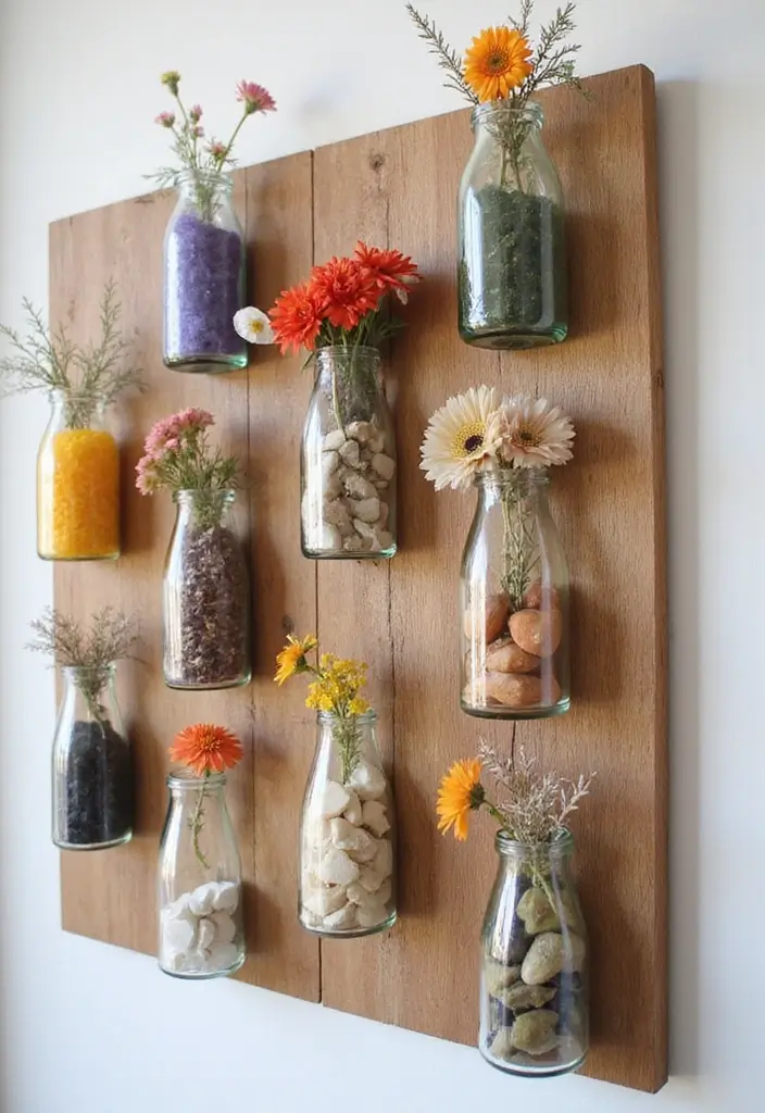 25 Recycled Glass Vase Decor Ideas for Sustainable Homes 21 25 Recycled Glass Vase Decor Ideas for Sustainable Homes - 5. Artistic Wall Art