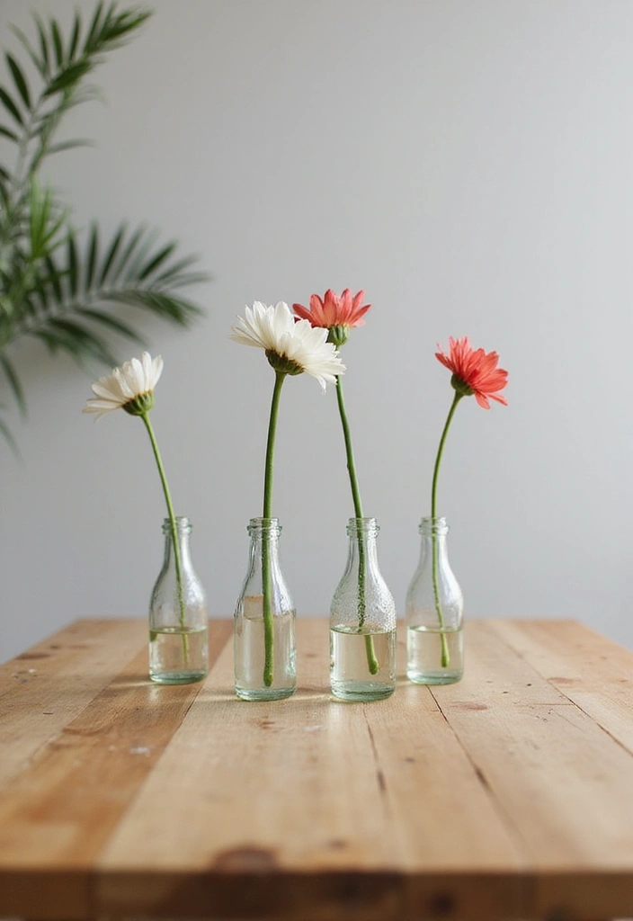 25 Recycled Glass Vase Decor Ideas for Sustainable Homes 24 25 Recycled Glass Vase Decor Ideas for Sustainable Homes - 6. Minimalist Bud Vases