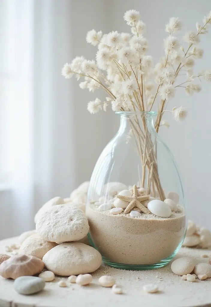 25 Recycled Glass Vase Decor Ideas for Sustainable Homes 31 25 Recycled Glass Vase Decor Ideas for Sustainable Homes - 7. Beachy Vibe