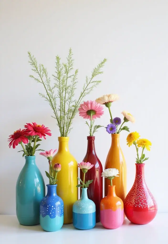 25 Recycled Glass Vase Decor Ideas for Sustainable Homes 35 25 Recycled Glass Vase Decor Ideas for Sustainable Homes - 9. Painted Glass Magic