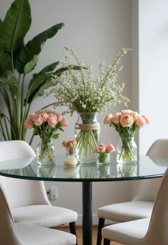 25 Round Glass Dining Table Decor Ideas That Feel Elegant and Airy 1 25 Round Glass Dining Table Decor Ideas That Feel Elegant and Airy - 1. Fresh Floral Arrangements