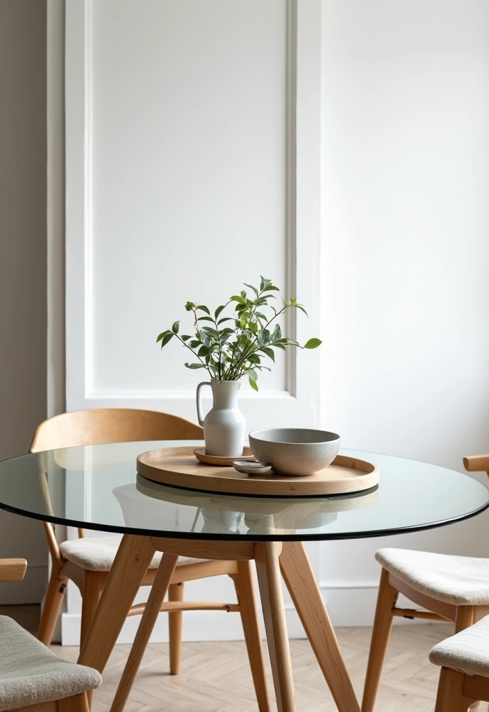 25 Round Glass Dining Table Decor Ideas That Feel Elegant and Airy 45 25 Round Glass Dining Table Decor Ideas That Feel Elegant and Airy - 13. Multi-Purpose Decor