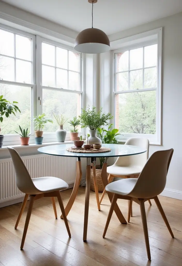 25 Round Glass Dining Table Decor Ideas That Feel Elegant and Airy 59 25 Round Glass Dining Table Decor Ideas That Feel Elegant and Airy - 15. Natural Light Enhancement