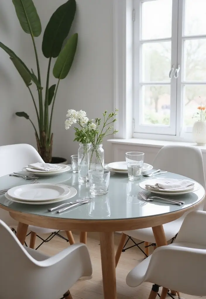 25 Round Glass Dining Table Decor Ideas That Feel Elegant and Airy 74 25 Round Glass Dining Table Decor Ideas That Feel Elegant and Airy - 18. Elegant Tableware