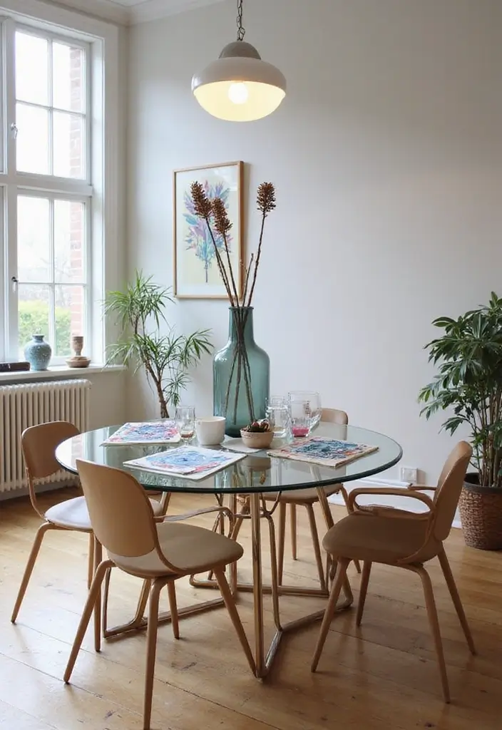 25 Round Glass Dining Table Decor Ideas That Feel Elegant and Airy 86 25 Round Glass Dining Table Decor Ideas That Feel Elegant and Airy - 22. Artistic Coasters