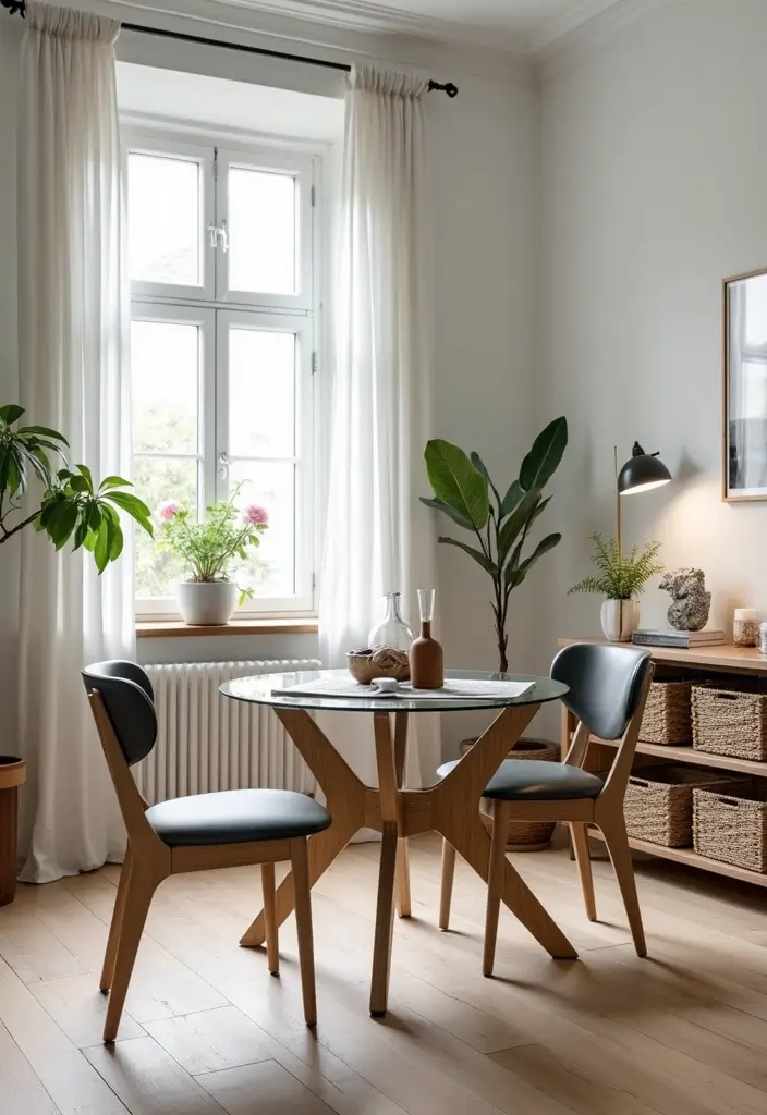 25 Round Glass Dining Table Decor Ideas That Feel Elegant and Airy 95 25 Round Glass Dining Table Decor Ideas That Feel Elegant and Airy - 25. Functional Storage Solutions