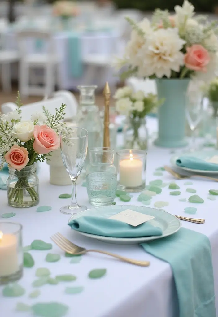 25 Sea Glass Wedding Table Decor Ideas for Coastal Celebrations - 9. Sea Glass Confetti